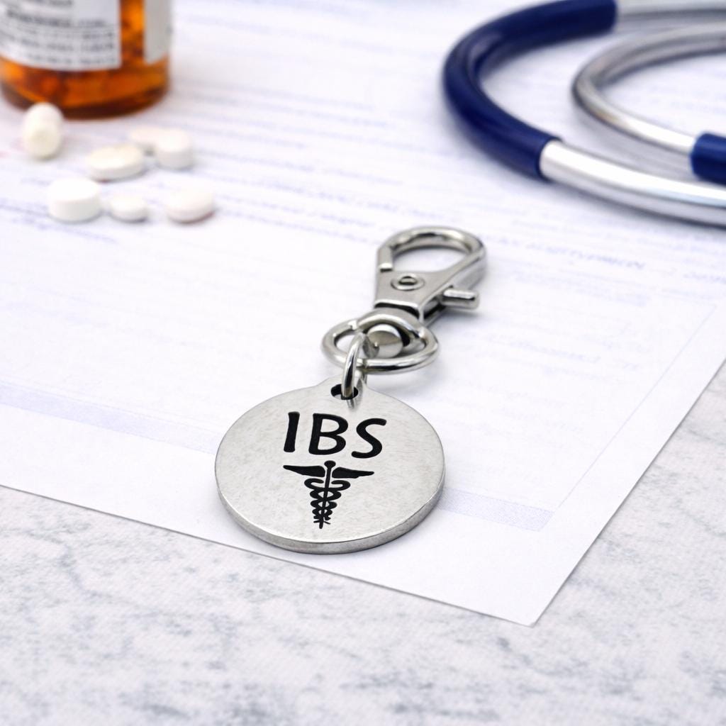 IBS Medical Alert Clip On Charm Stainless Steel Allergy Awareness Accessory
