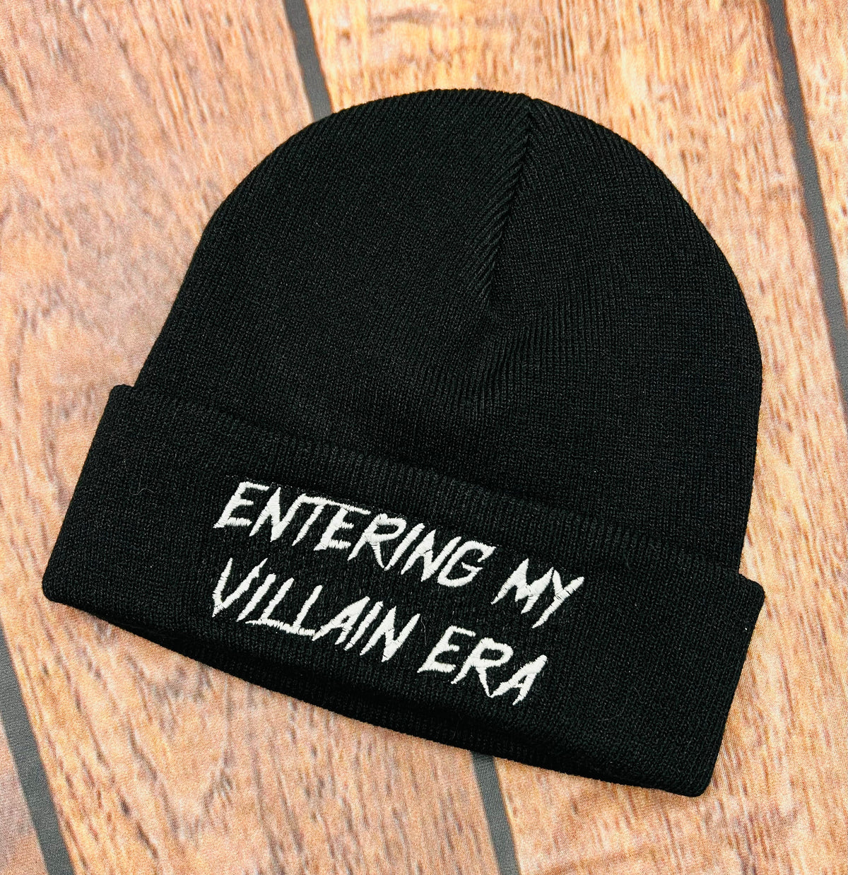 Vegan Beanie - "entering my villain era" - READY TO SHIP