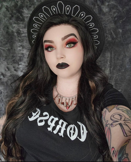 Vegan Felt Wide Brim Hat - Coffin Crown