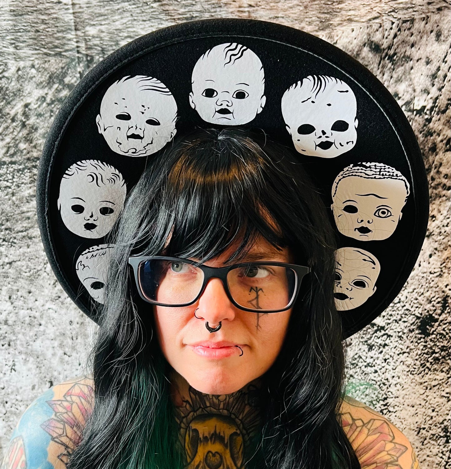Vegan Felt Wide Brim Hat - XL Brim - Baby Doll Heads