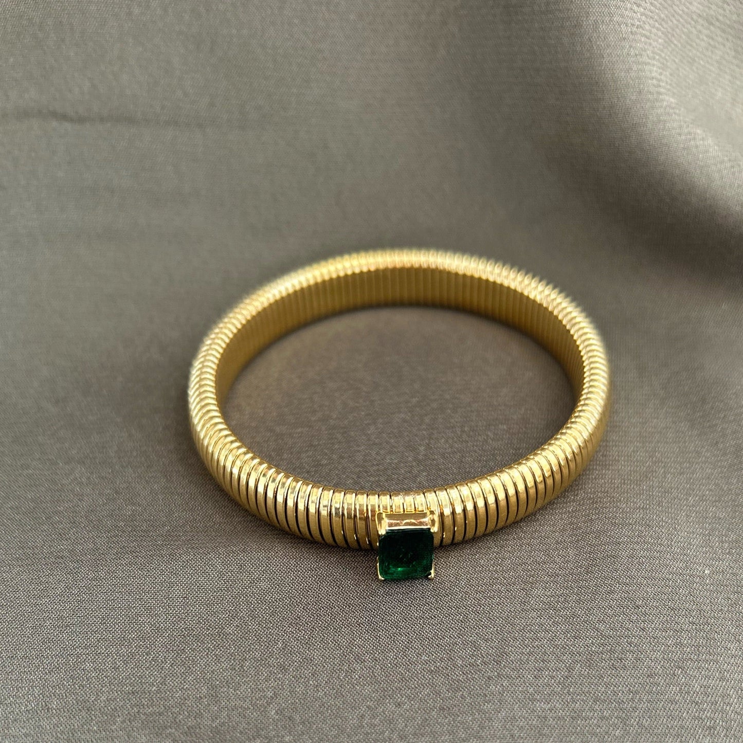 Serenity Emerald CZ Gold Bracelet