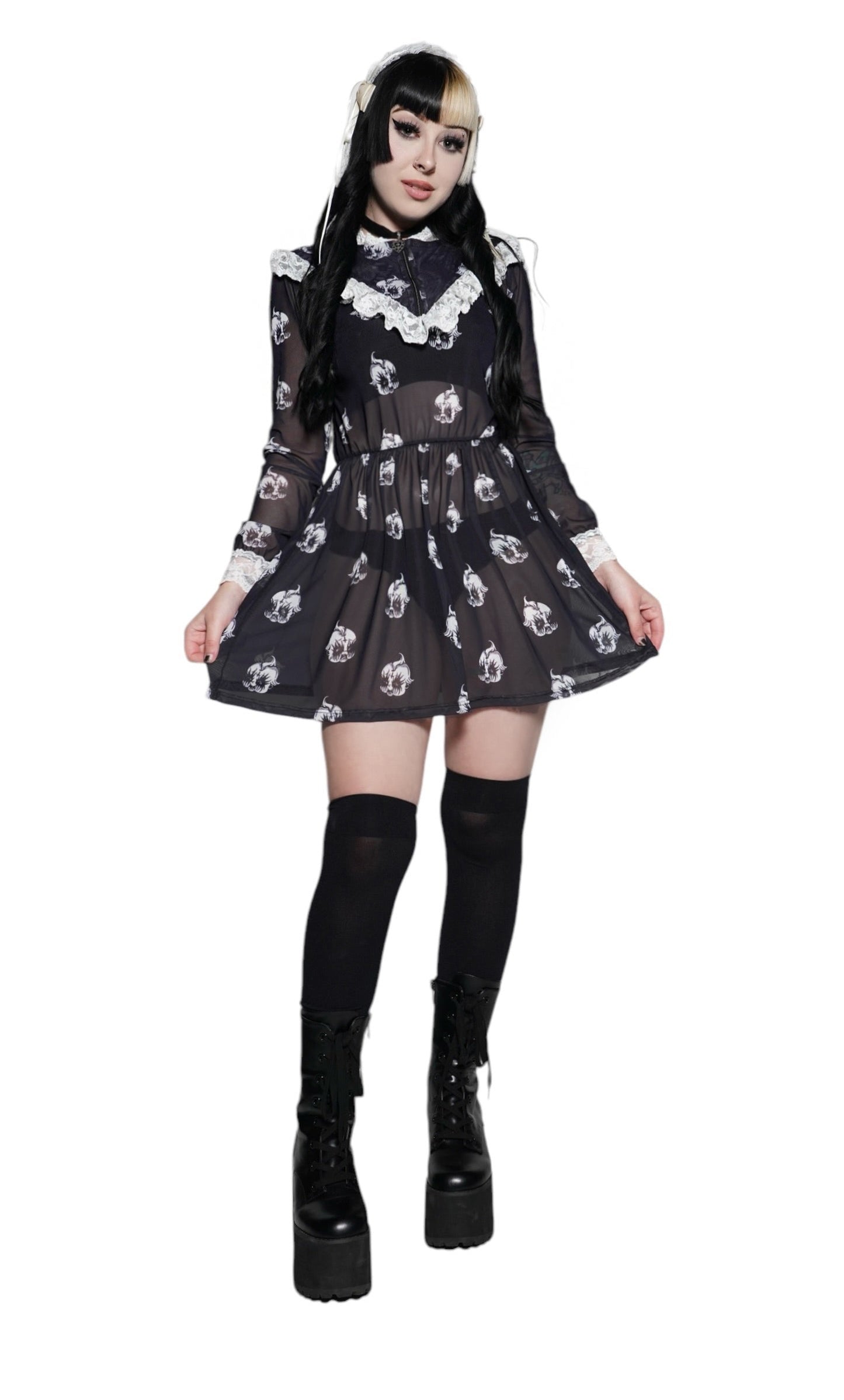 Kewpie Metal Print Victorian Lace Dress