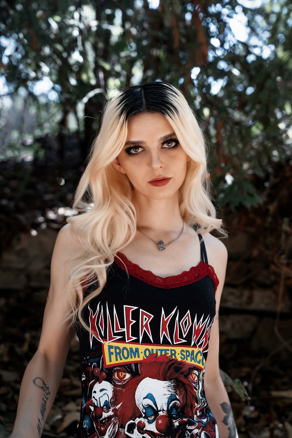 Killer Klowns Outer Space Slit Red Lace Dress