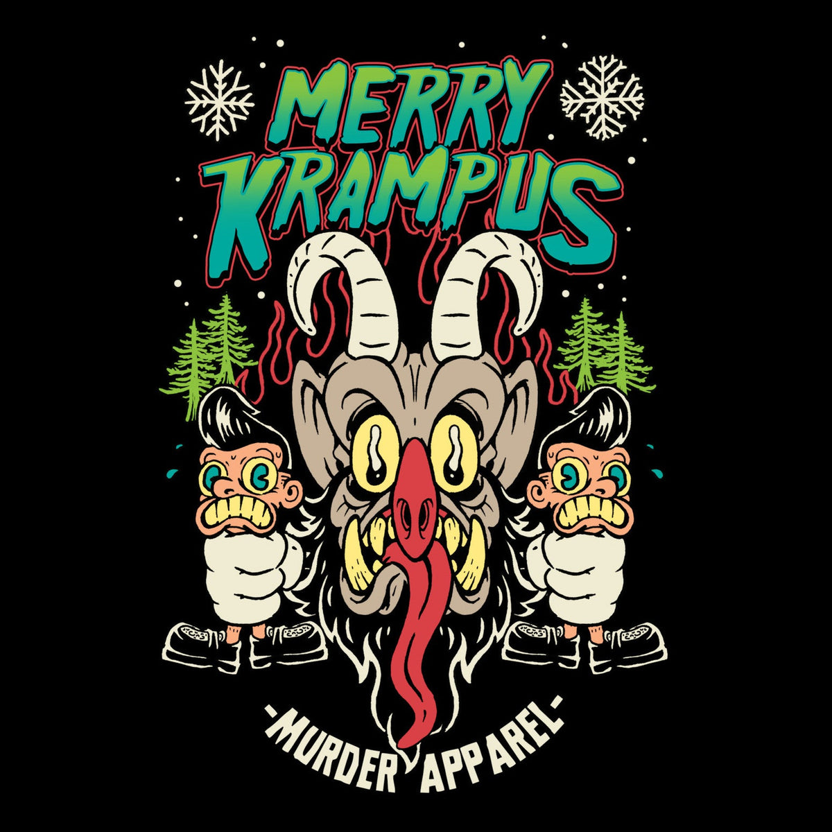 Merry Krampus Retro Neon T-Shirt