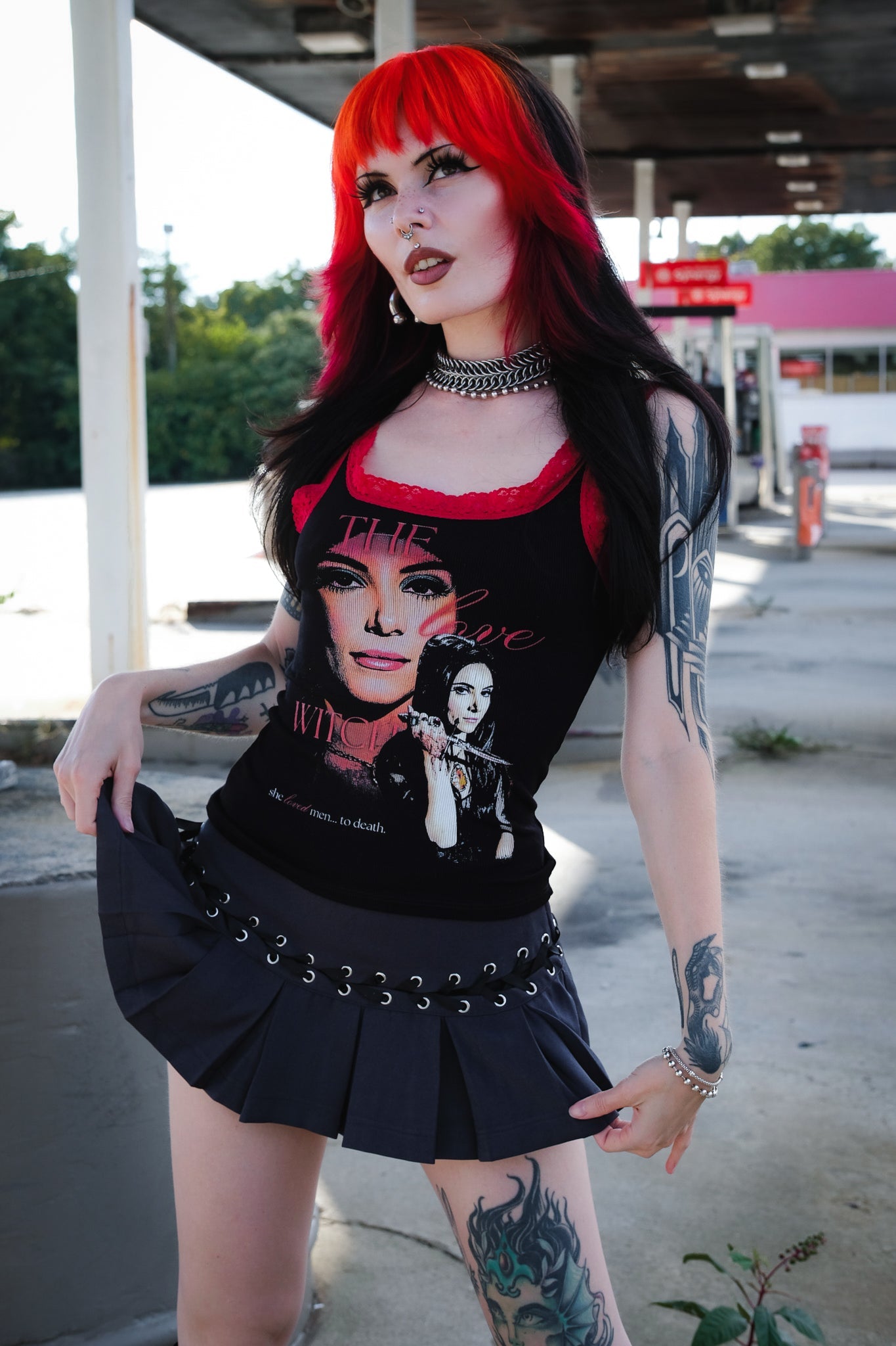 The Love Witch Lace Ribbed Tank