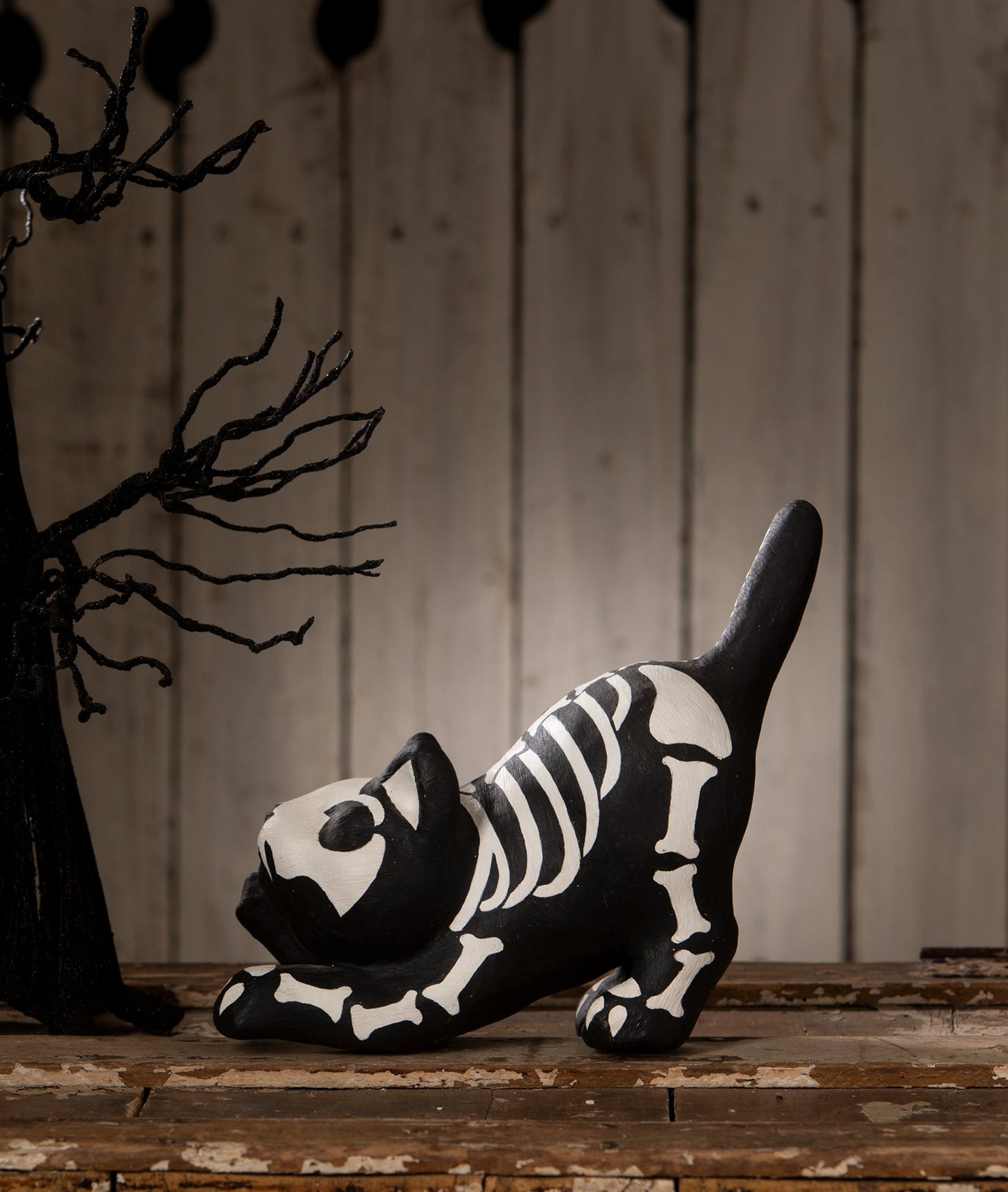 Skeleton Paper Mache Cat | Halloween Decor | Bethany Lowe