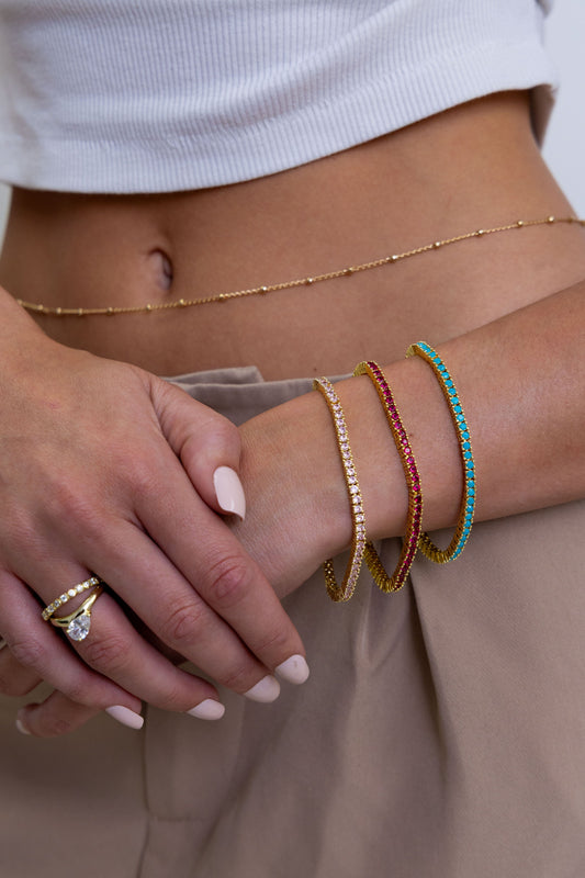Karla Tennis Bracelet - Turquoise