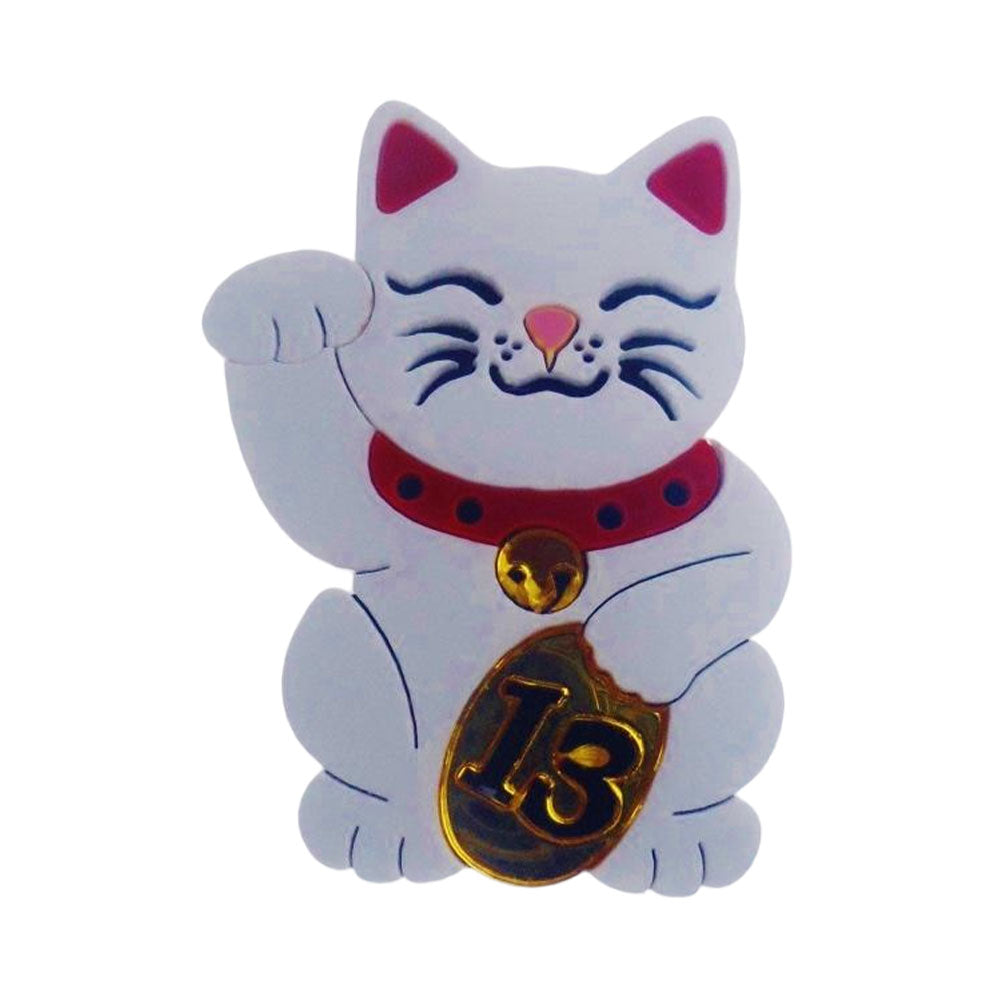 Maneki Neko Lucky Cat Brooch by Cherryloco Jewellery