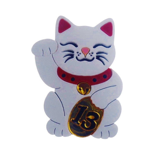 Maneki Neko Lucky Cat Brooch by Cherryloco Jewellery