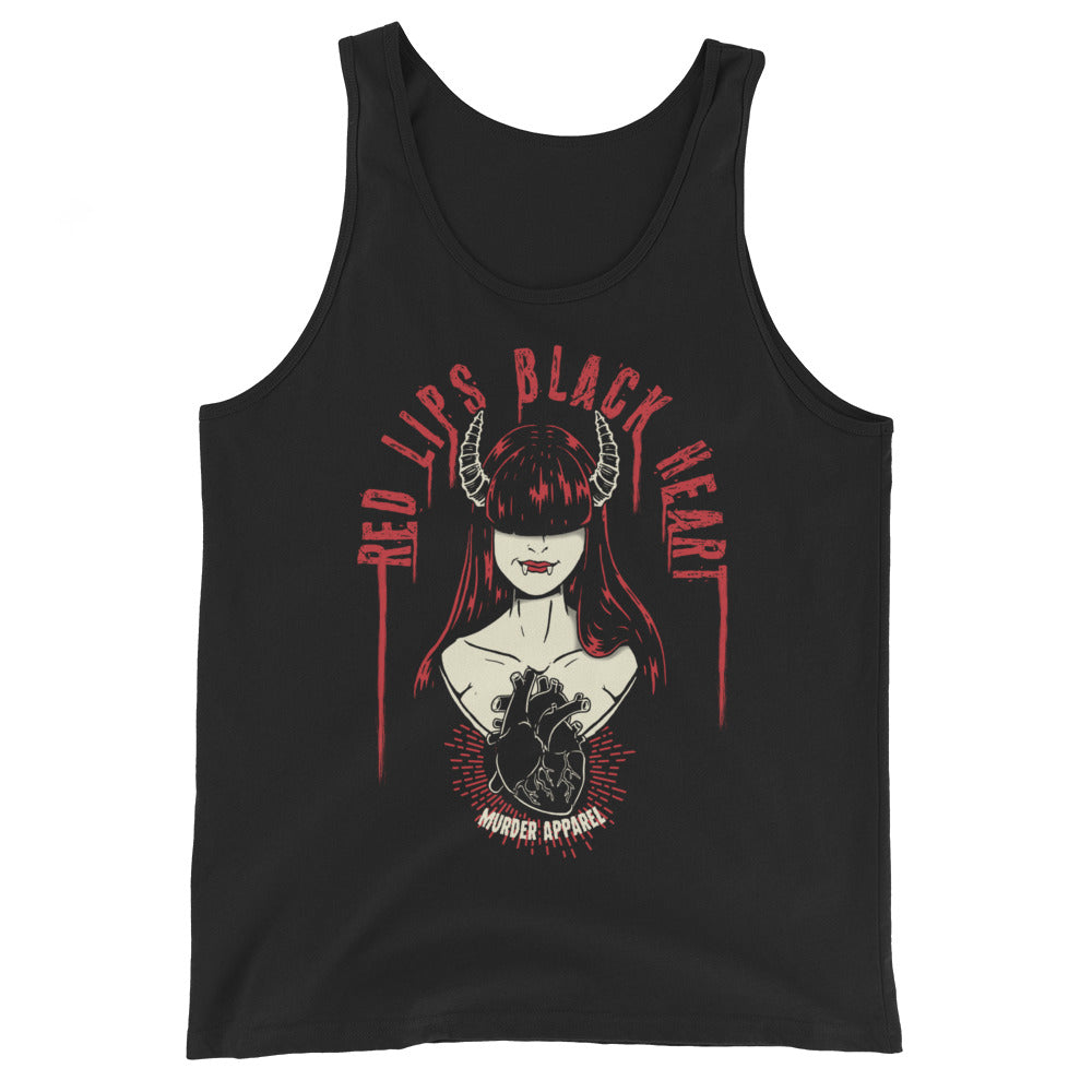 Red Lips Black Heart Tank