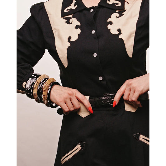 Midi Rebel Black Bangle by Splendette - MEDIUM