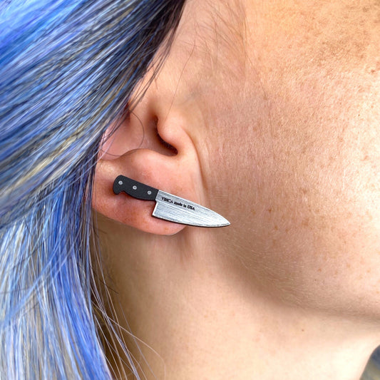 Tiny 1” Chef's Knife Earrings in Silver - Seen on MasterChef
