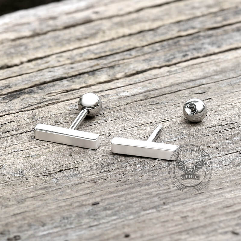 Minimalist Tiny Bar Stainless Steel Screw Back Earrings