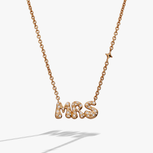 'Mrs' Bubble Crystal Pendant Necklace
