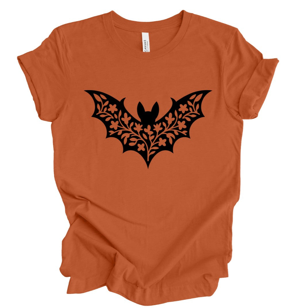 floral bat silhouette - PUMPKIN - T-Shirt