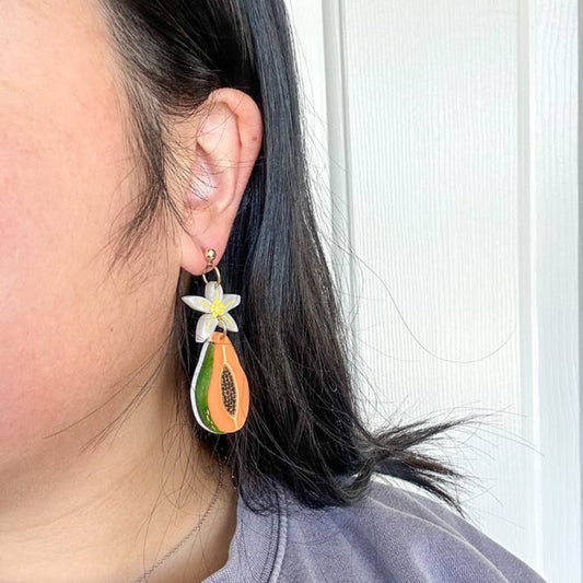 Papaya Dangle Acrylic Earrings