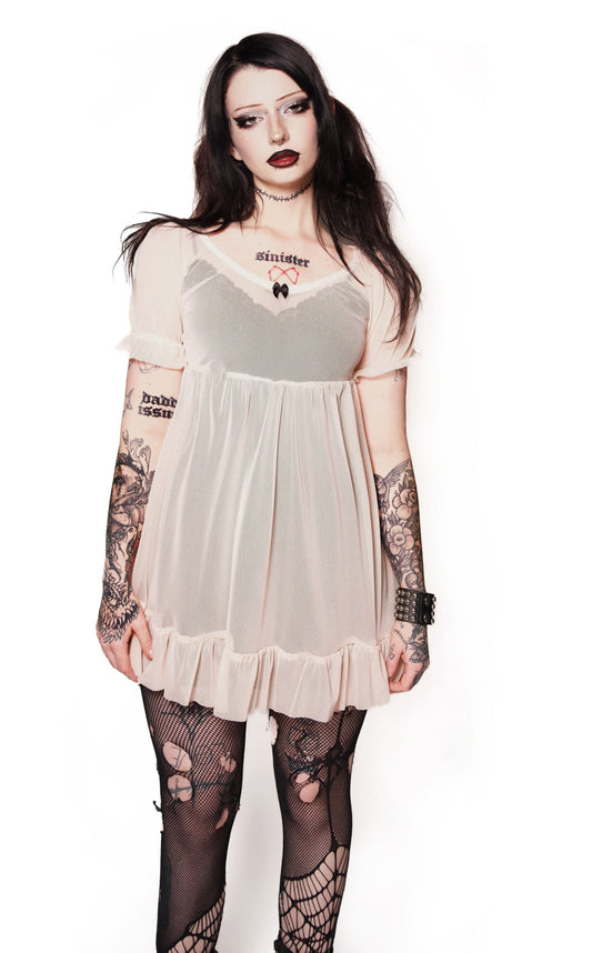 Blush Mesh Babydoll Dress Dress
