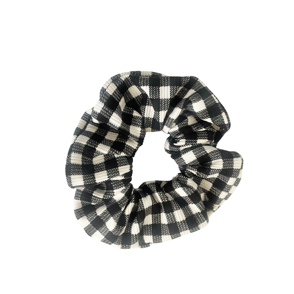 Black & White Gingham Knit Scrunchie