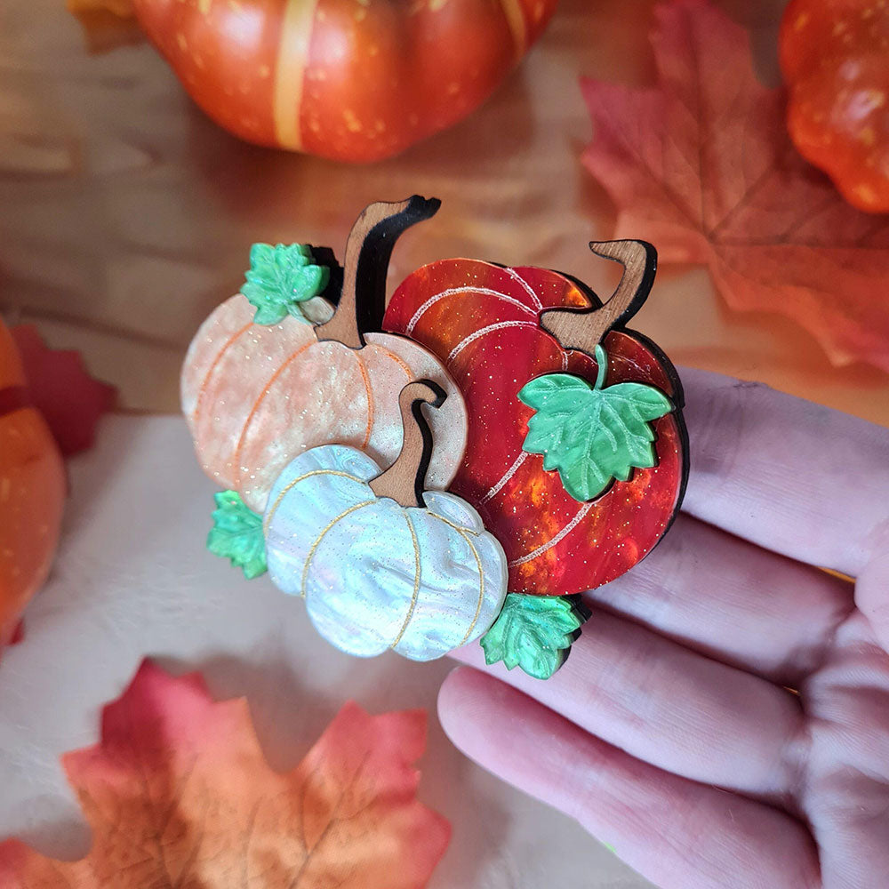 Pumpkin Patch Brooch by Cherryloco