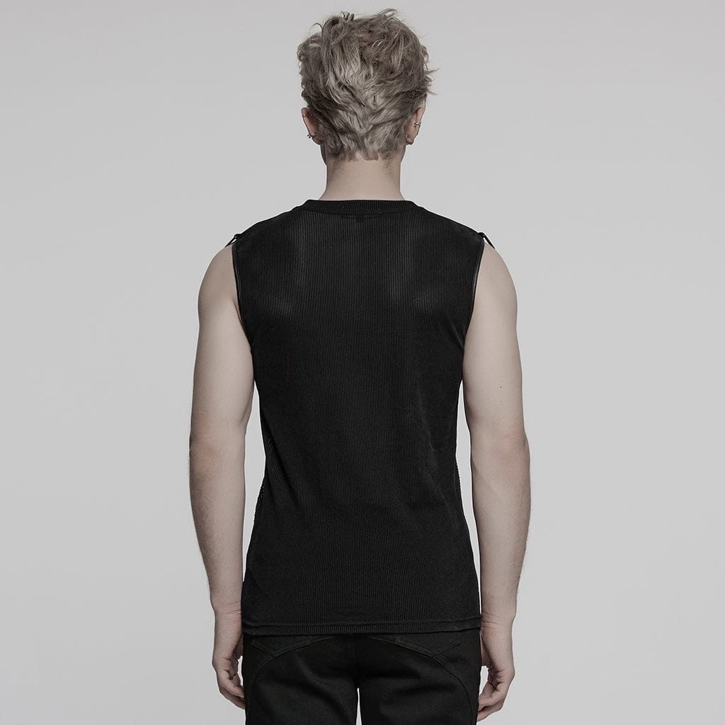 Black Static Sheer Mesh Vest