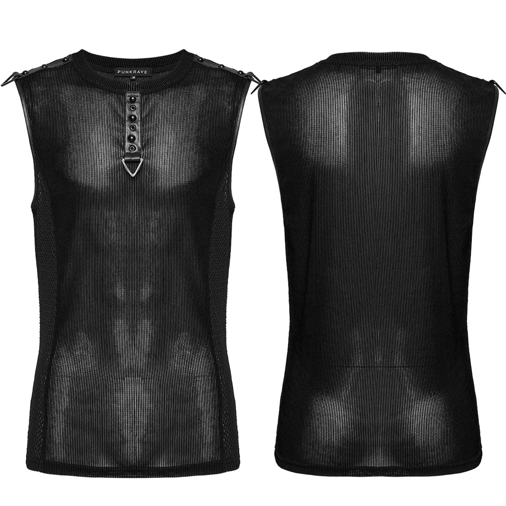 Black Static Sheer Mesh Vest