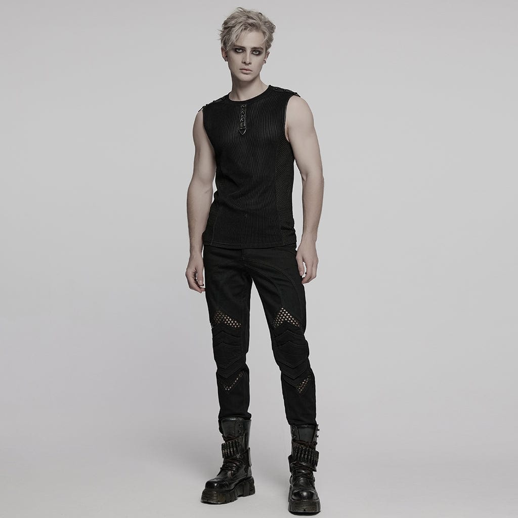 Black Static Sheer Mesh Vest