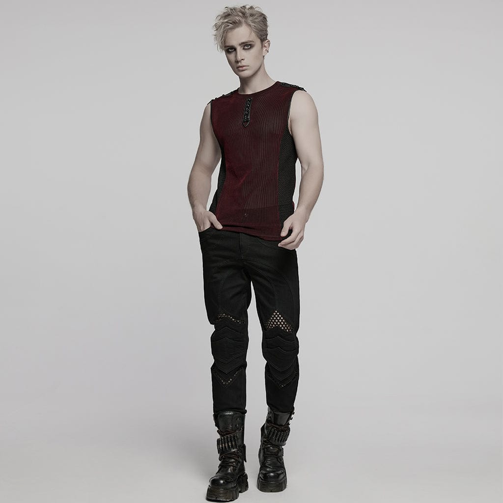 Red Static Sheer Mesh Vest