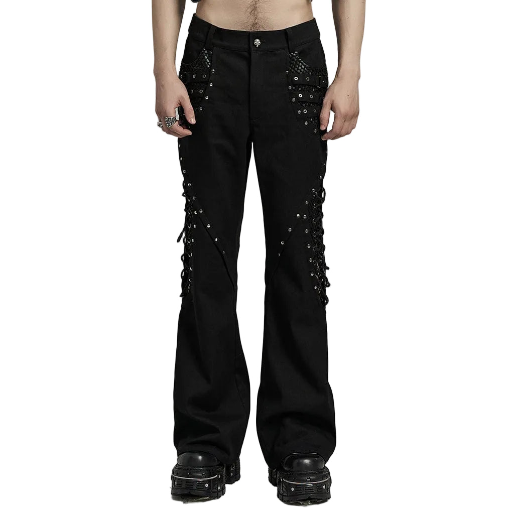 Black Signal Mesh Flare Pants