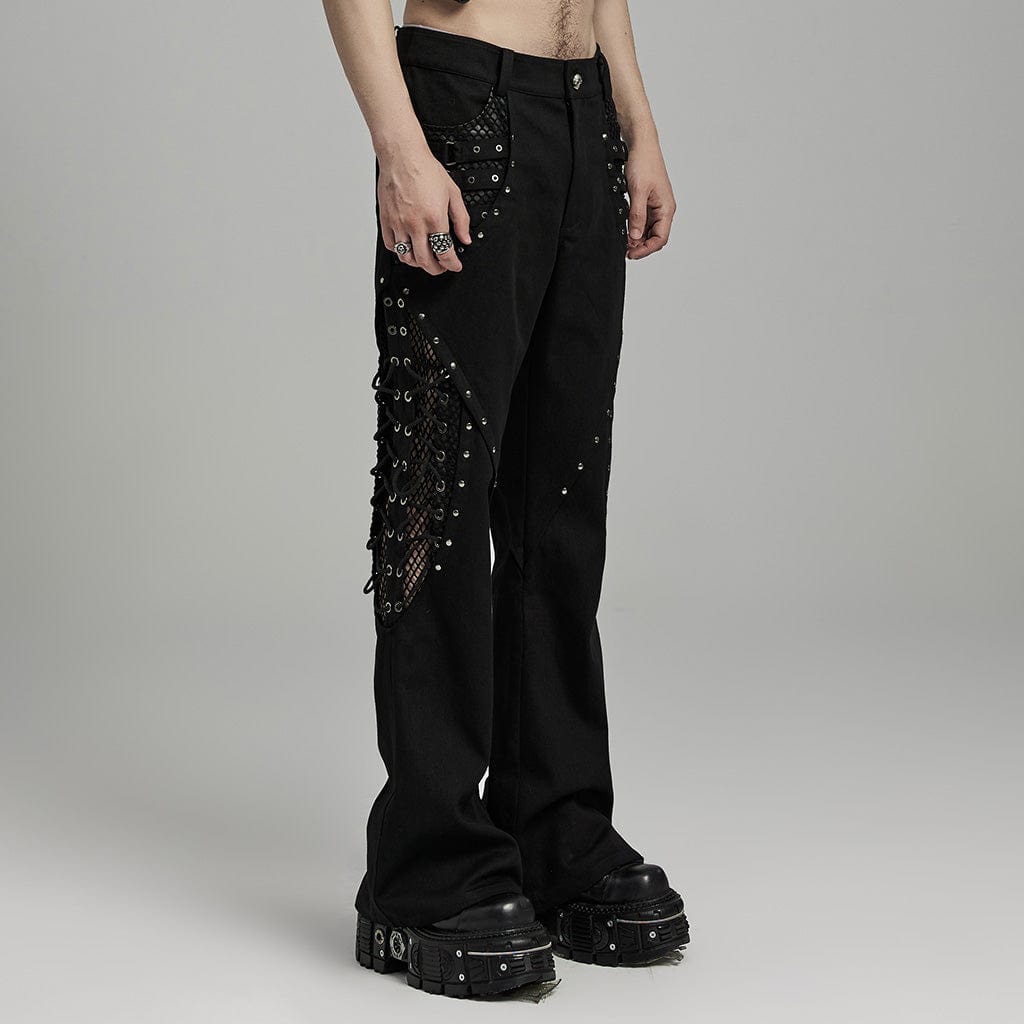 Black Signal Mesh Flare Pants