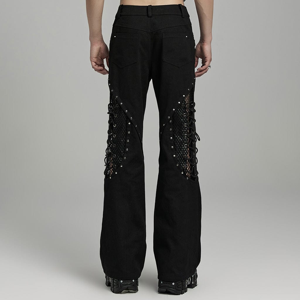 Black Signal Mesh Flare Pants