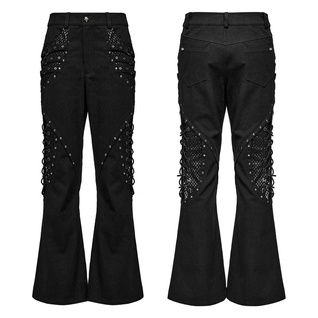 Black Signal Mesh Flare Pants