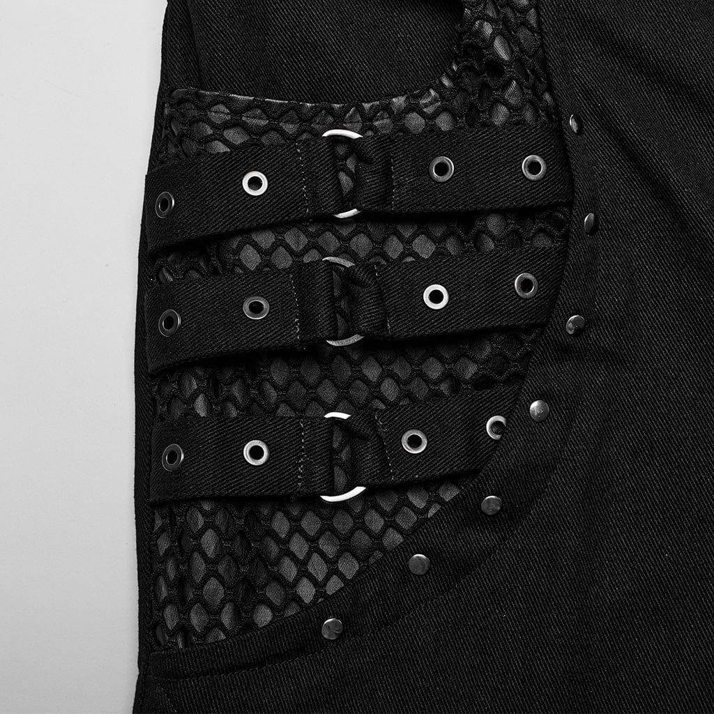 Black Signal Mesh Flare Pants