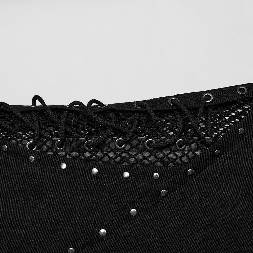 Black Signal Mesh Flare Pants