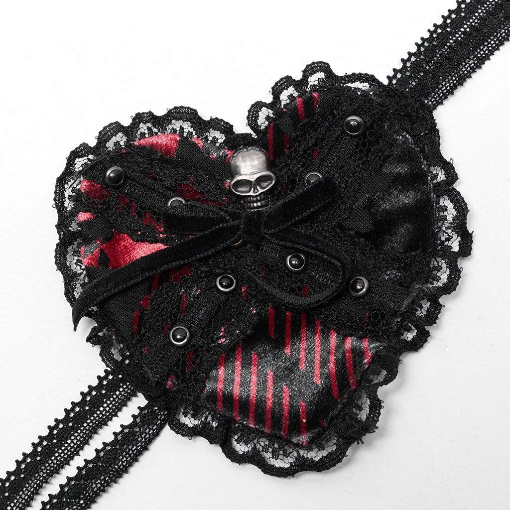 Bleeding Heart Skull Lace Patch