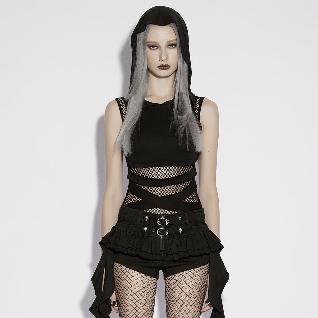 Null Sector Cutout Hooded Tank