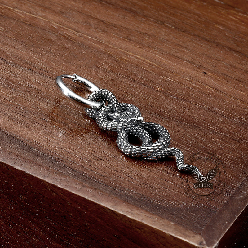 Punk Coiled Snake Stainless Steel Earrings