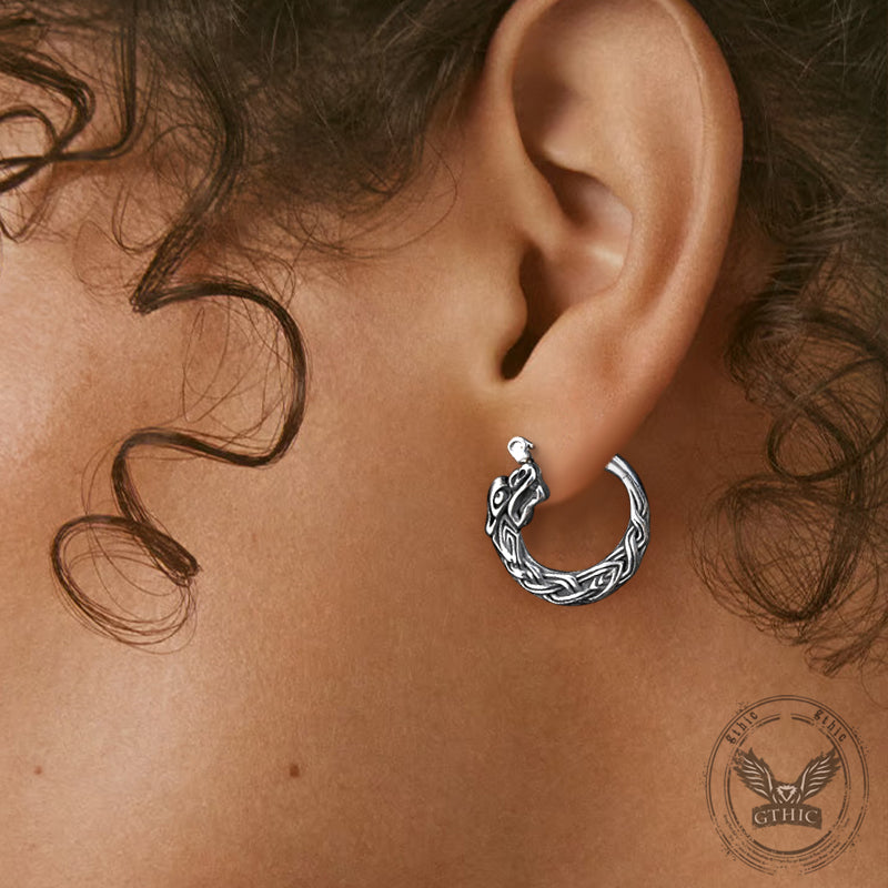 Punk Viking Dragon Stainless Steel Stud Earrings