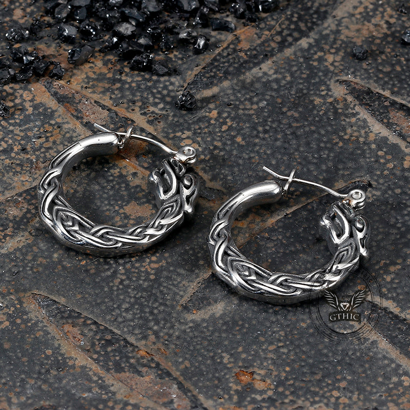 Punk Viking Dragon Stainless Steel Stud Earrings