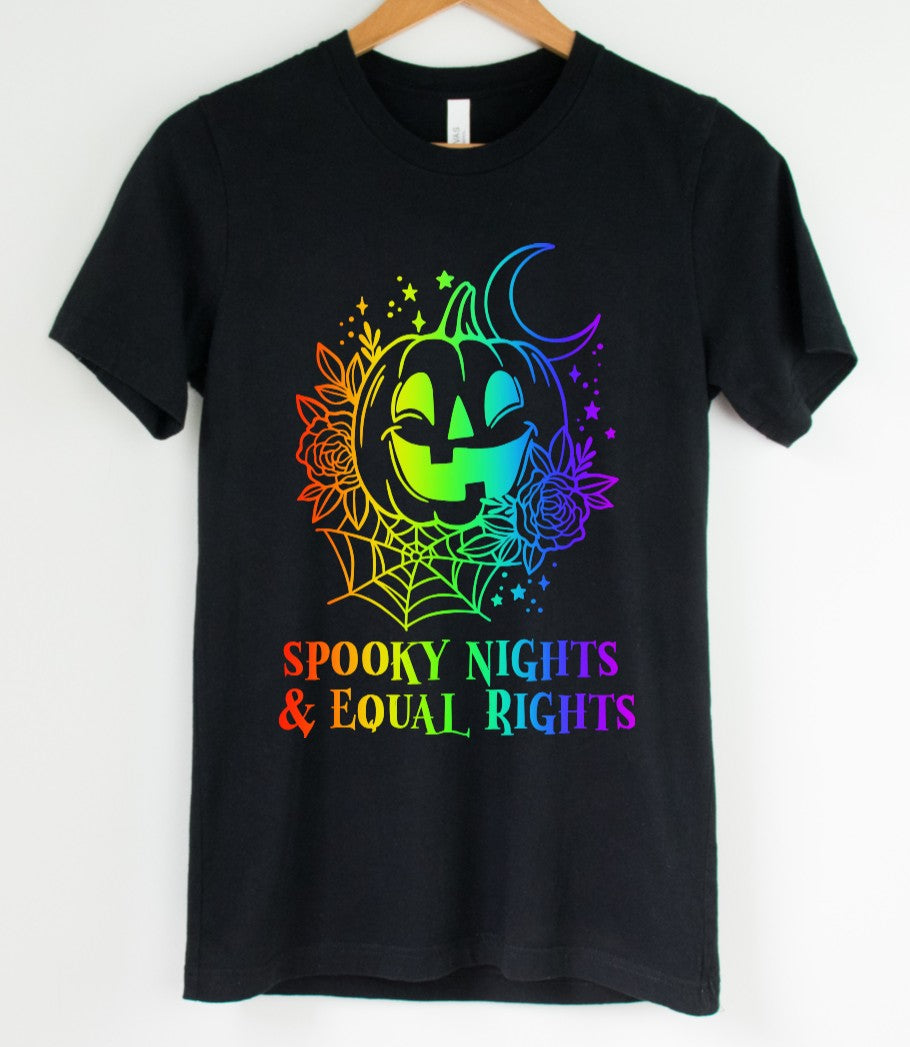 Rainbow spooky nights and equal rights T-shirt