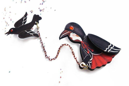 Raven Girl  Brooch by Laliblue
