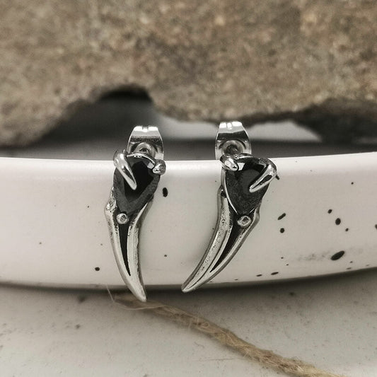 Raven Beak Stainless Steel Stud Earrings