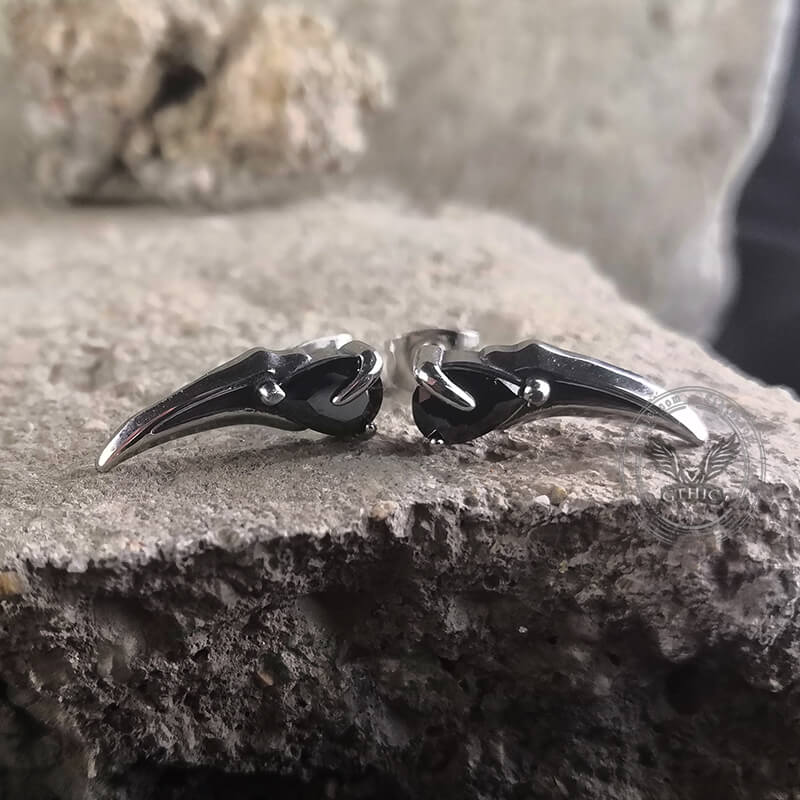 Raven Beak Stainless Steel Stud Earrings
