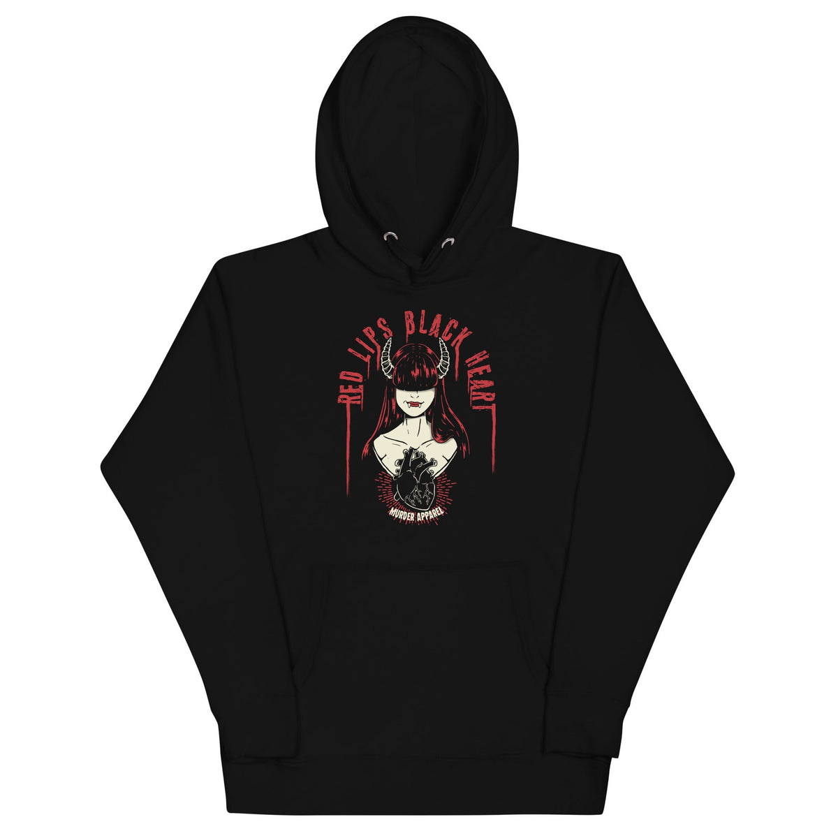 Red Lips Black Heart Hoodie