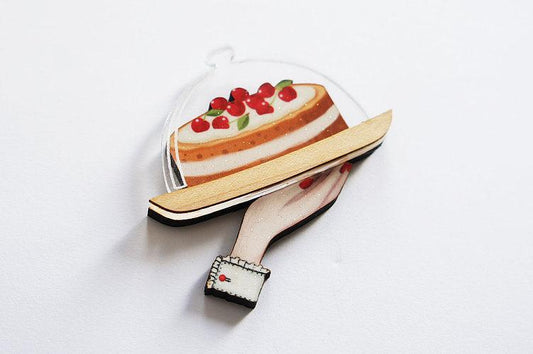 Retro Cherry Cake Brooch by Laliblue