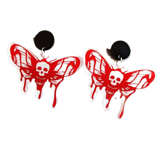 Crimson Death Moth Earrings