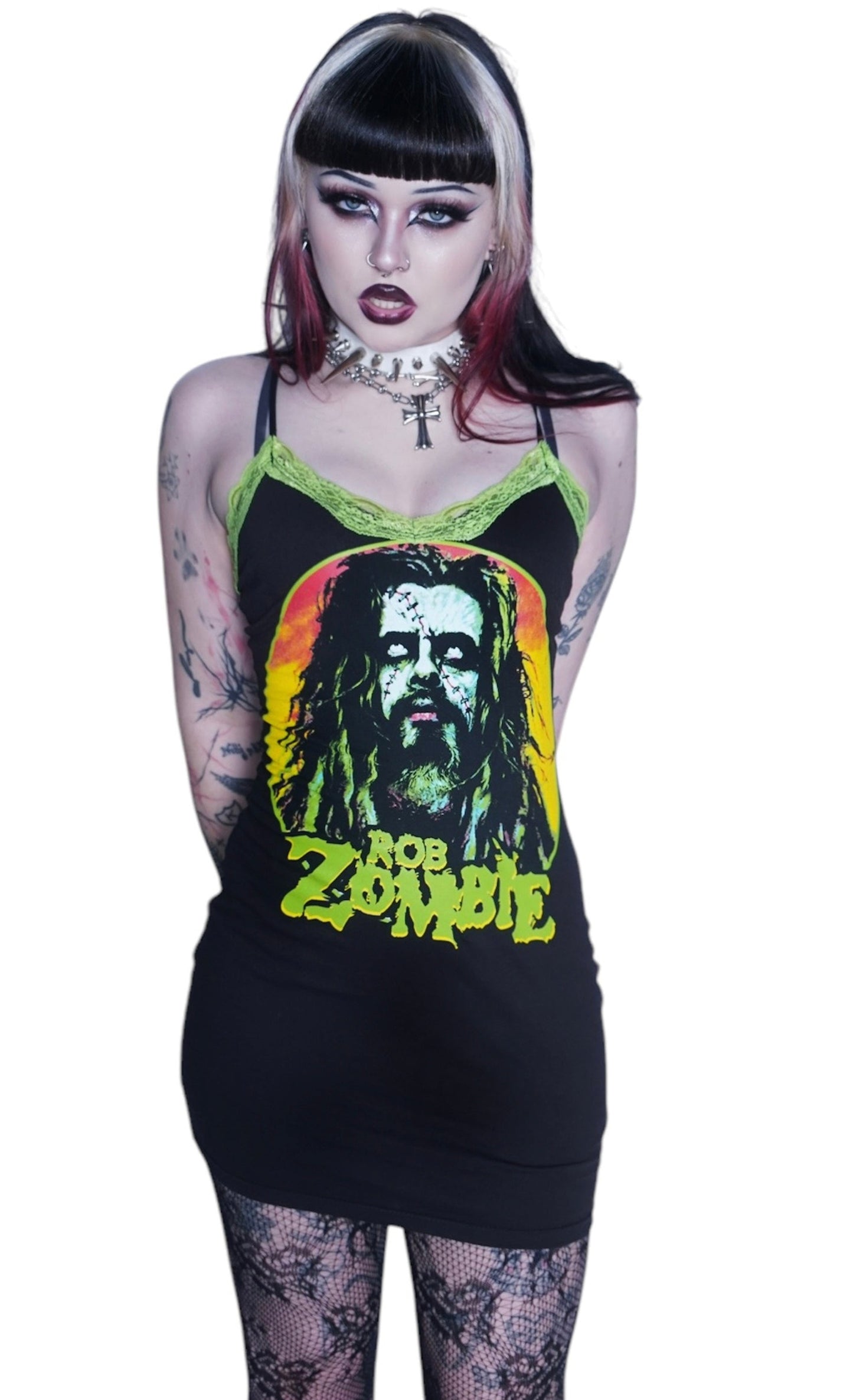 Rob Zombie Green Lace Strap Dress