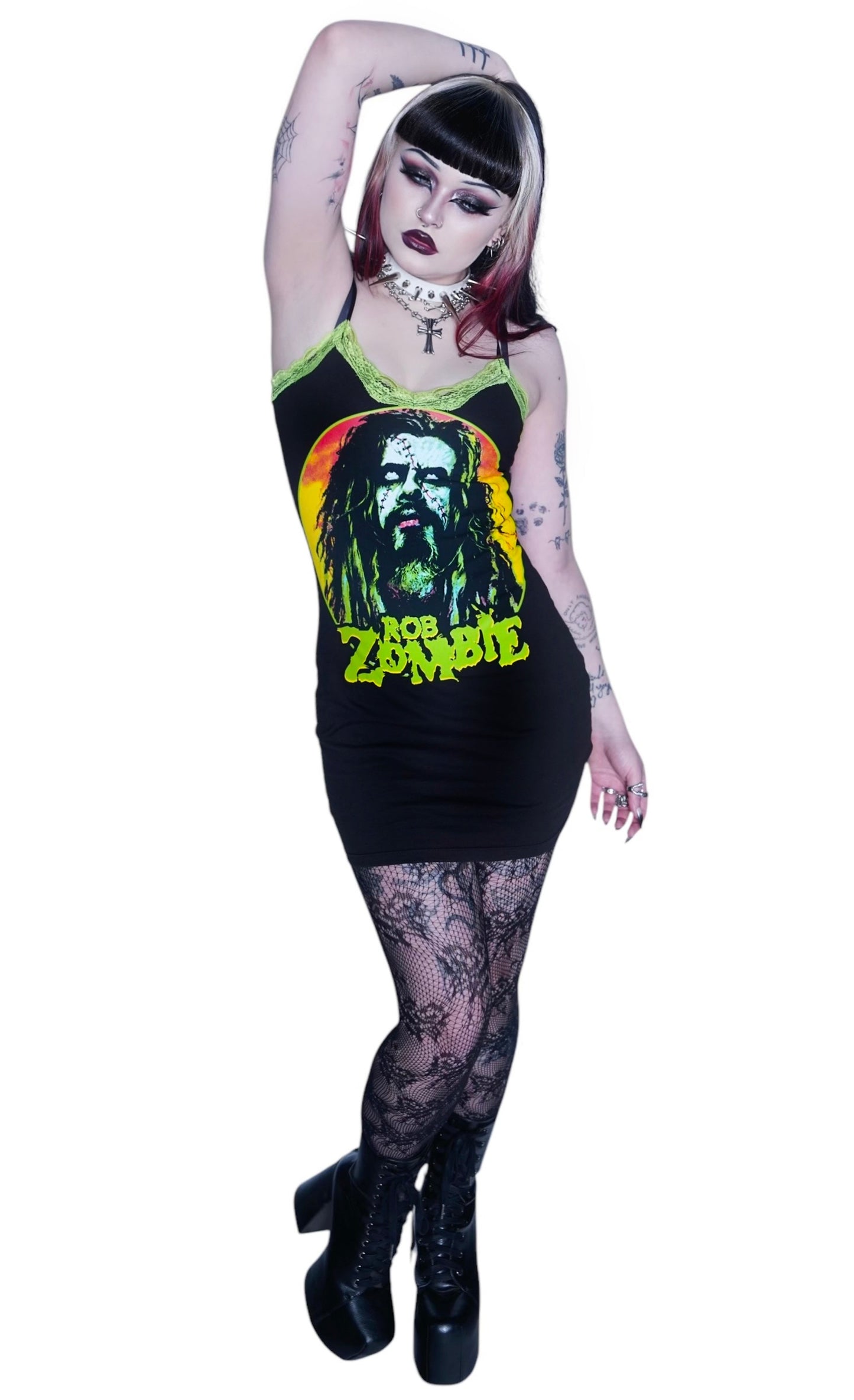 Rob Zombie Green Lace Strap Dress