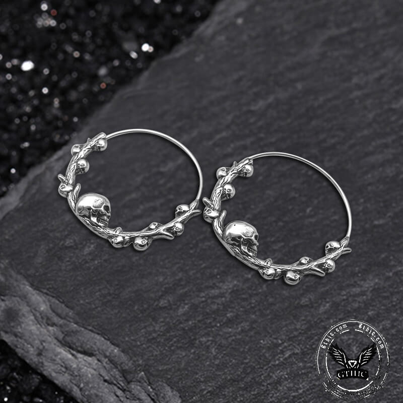 Skull Thorns Stainless Steel Earrings