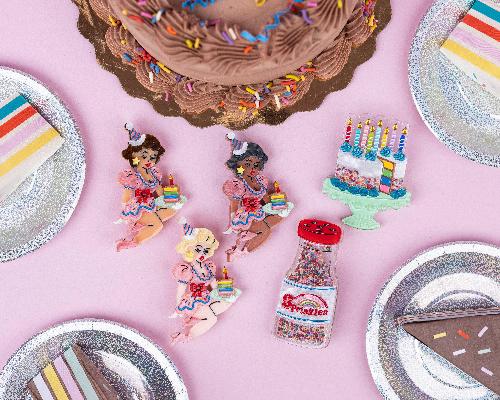 "Slice, Slice Baby" Birthday Cake Brooch by Lipstick & Chrome x Club Eggie