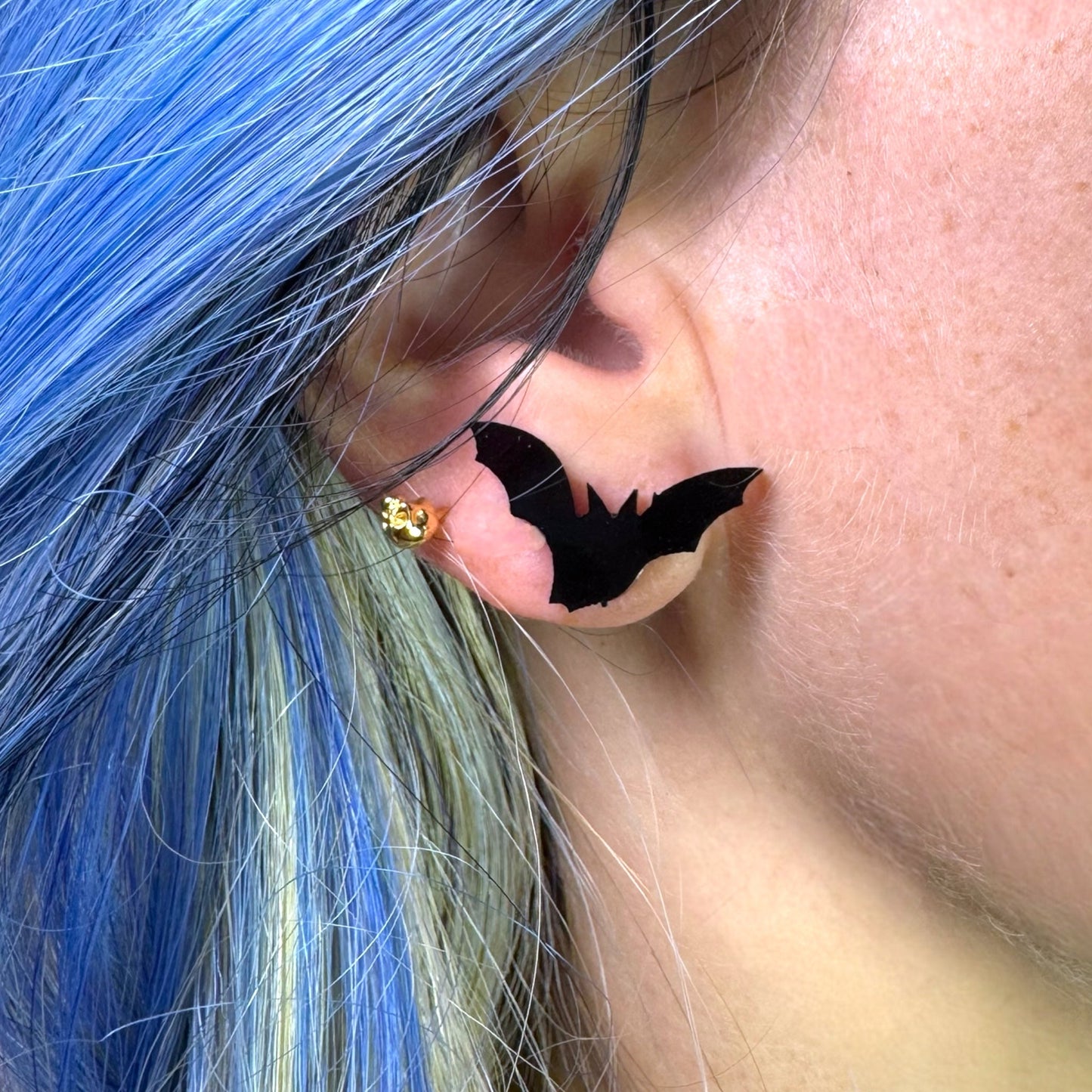 Bat Stud Earrings in Solid Black